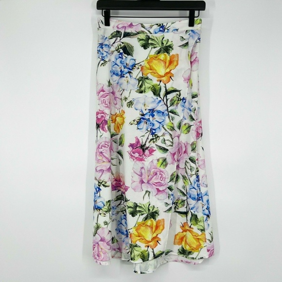 Show Me Your Mumu Skirt White Floral Faux Wrap Midi - Picture 2 of 8